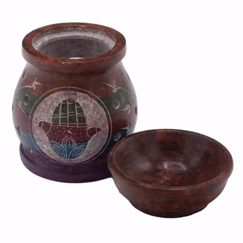 KDMD Soapstone Hamsa Oil Burner, Multicolour, Height: 10 cm – 2
