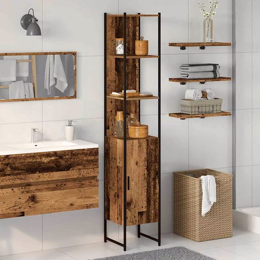 Berkfield Home Industrial Bathroom Cabinet in Brown, W/D/H: 33 x 33 x 185.5 cm – 2