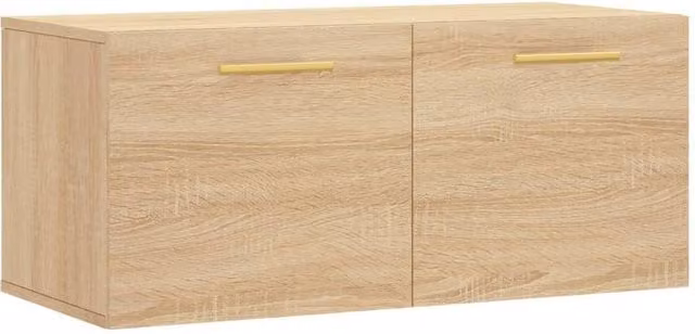 Berkfield Home Wall Mounted Sonoma Oak Cabinet in Brown, W/D/H: 80 x 36.5 x 35 cm