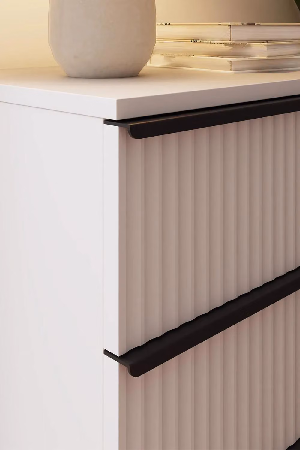 FWStyle Lania Ripple Effect White 3 Drawer Chest Of Drawers H 68.5 x W 60 x D 40 cm – 2