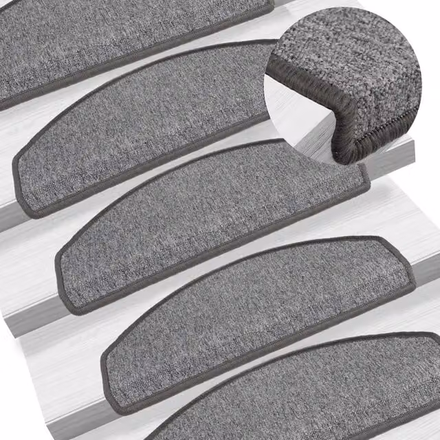 Berkfield Home Self-Adhesive Stair Mats, 10 Pack, Dark Grey, W: 65 cm, D: 24 cm, H: 4 cm