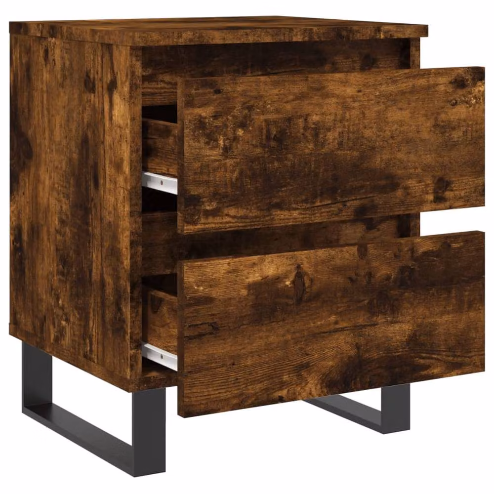 Berkfield Home Elegant Bedside Cabinets, 2 Piece Set in Smoked Oak Brown, W/D/H: 40 x 35 x 50 cm – 5