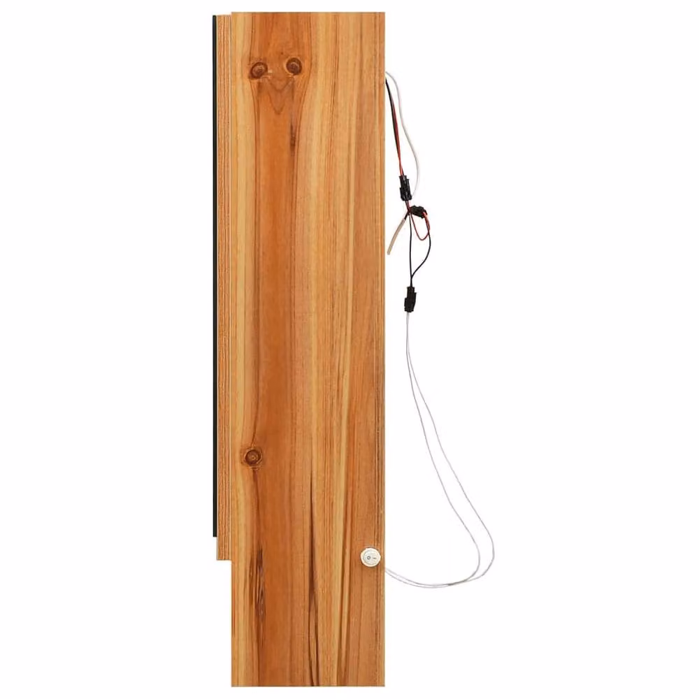 Berkfield Home LED Bathroom Mirror Cabinet in Oak Brown with Glass Doors and Internal Shelves, W: 80 cm, D: 15 cm, H: 60 cm – 3