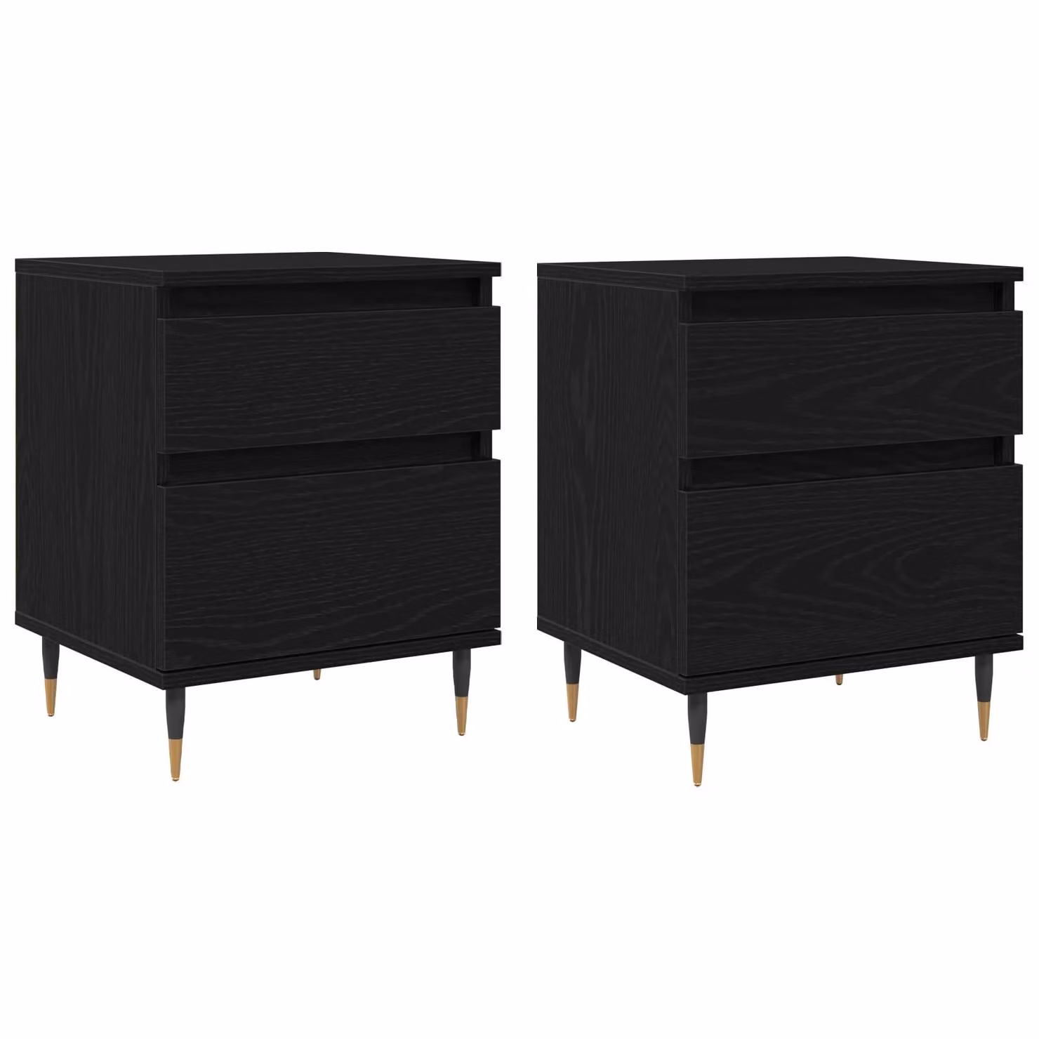 Berkfield Home Set of 2 Black Oak Bedside Cabinets, W/D/H: 40 x 35 x 50 cm – 1
