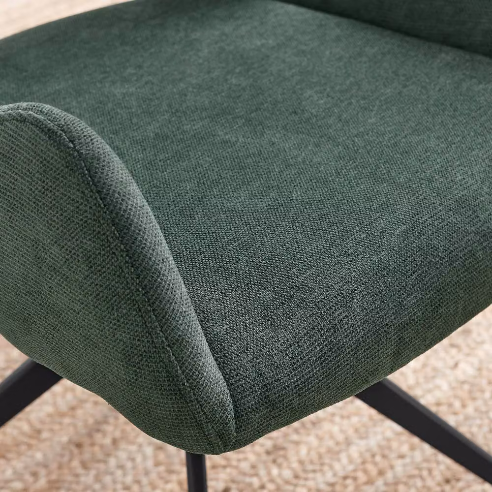 FurnitureboxUK Set of 2 Layla Green Fabric Swivel Dining Chairs – 3
