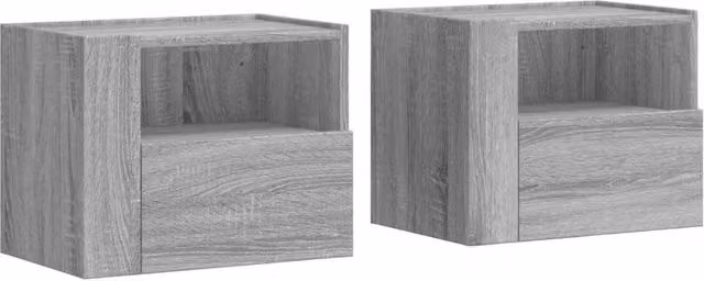 Berkfield Home Wall-mounted Bedside Cabinets, 2 Pack, Grey, W: 45 cm, D: 30 cm, H: 35 cm – 1