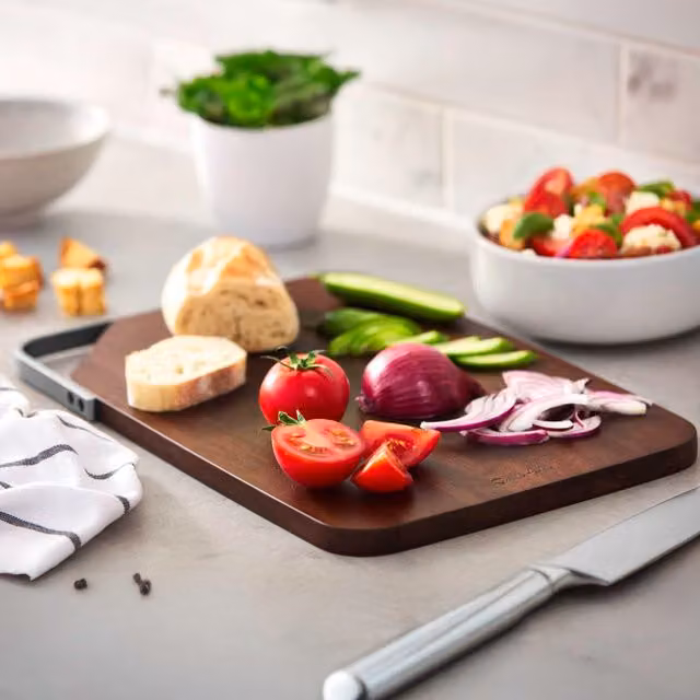 Sur La Table Rectangular Wooden Chopping Board with Handle, Brown