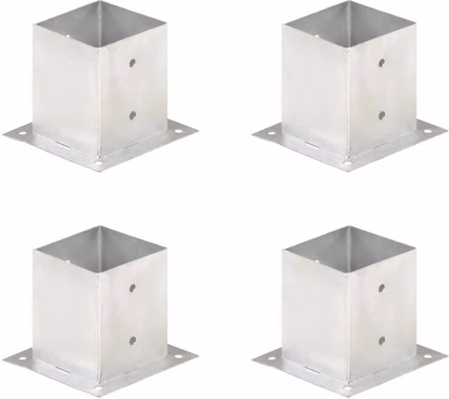 Berkfield Home Galvanised Metal Post Anchors, 4 Pack, Silver, 121 mm