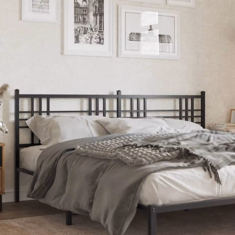 Berkfield Home Classic Metal Headboard in Black, 200cm – 2