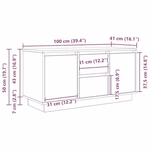 vidaXL Modern Oak TV Cabinet with Integrated LED Lighting and Media Compartments, Brown, W/D/H: 100 x 41 x 50 cm – 3
