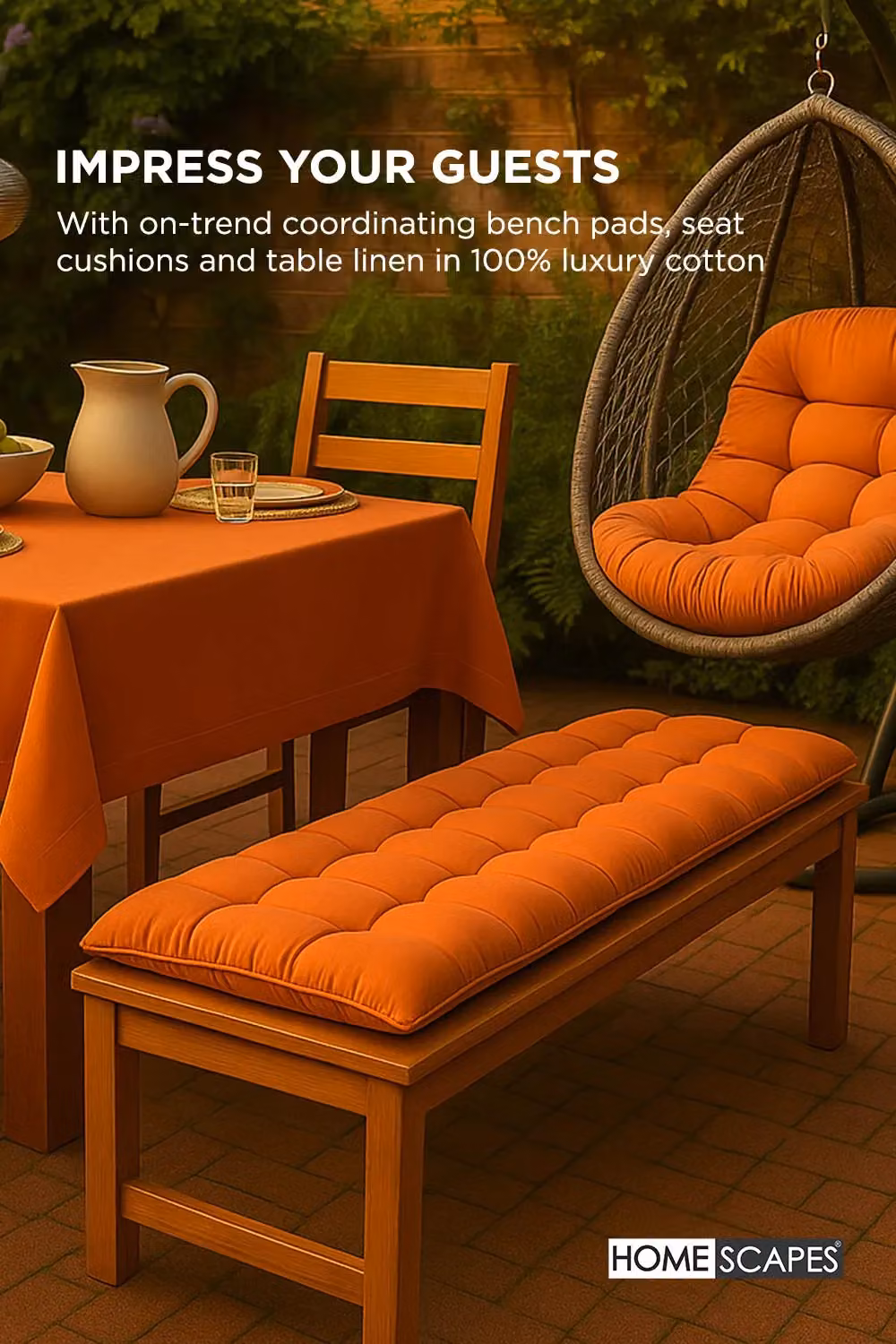 Homescapes Luxury Egg Chair Cushion in Burnt Orange, 100% Cotton, W: 80 cm, H: 120 cm – 4