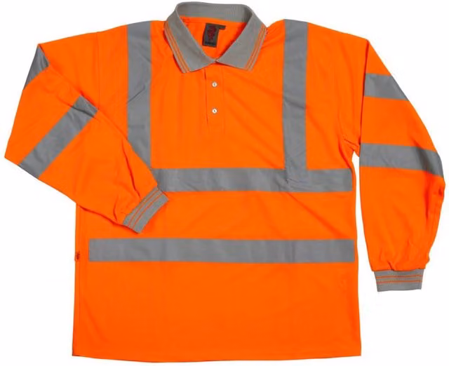 Warrior Unisex Adult Long-Sleeved Class 3 Hi-Vis Safety Polo Shirt, Orange, Size S