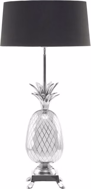 Orsina Boho Pineapple Table Lamp in Silver with Black Fabric Shade – 1