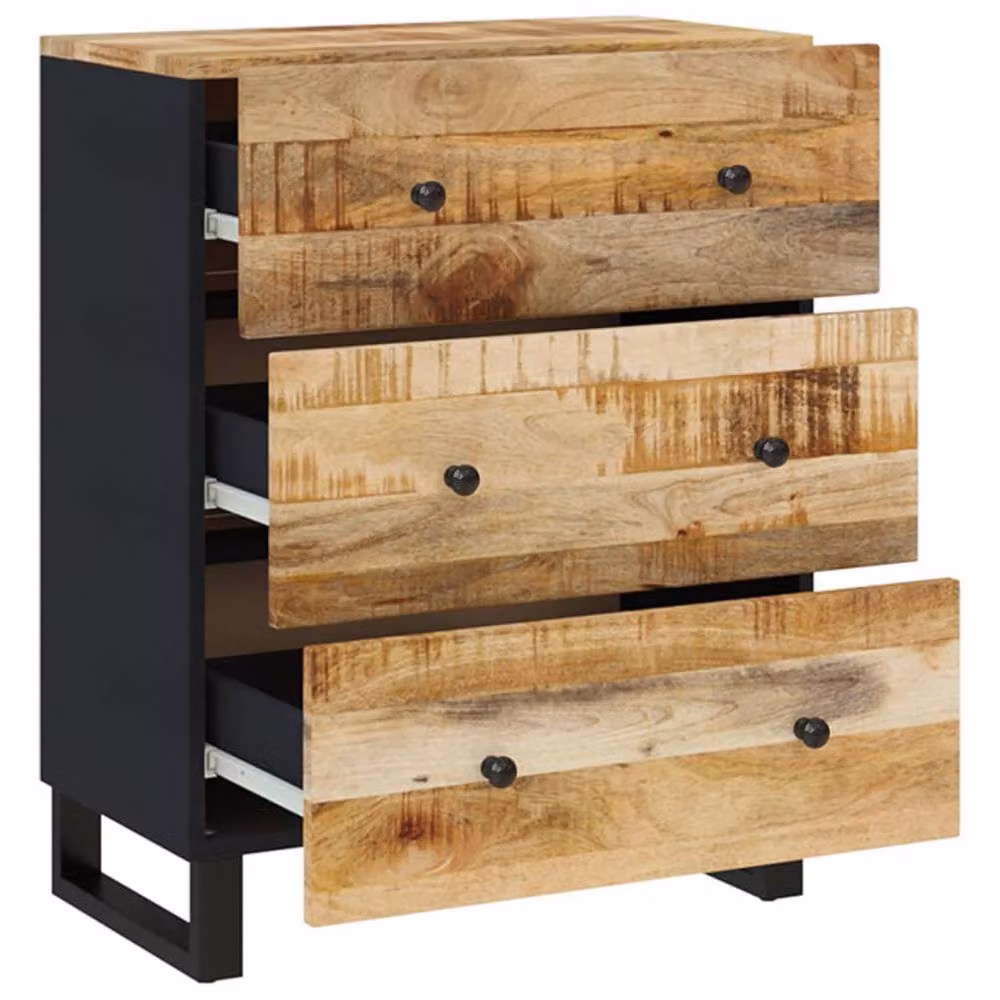 Berkfield Home Set of 2 Rustic Brown Rough Mango Wood Sideboards, W/D/H: 60 x 33 x 75 cm – 3