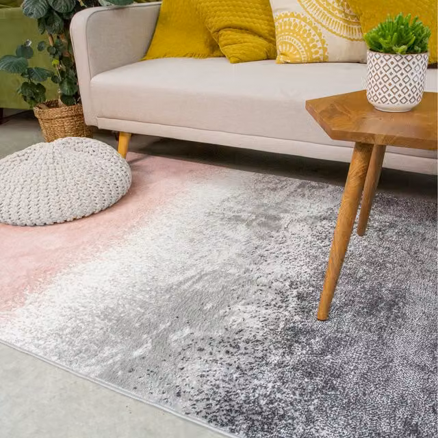 The Rug House Super Soft Distressed Gradient Abstract Area Rug in Pink, W: 170 cm, D: 120 cm