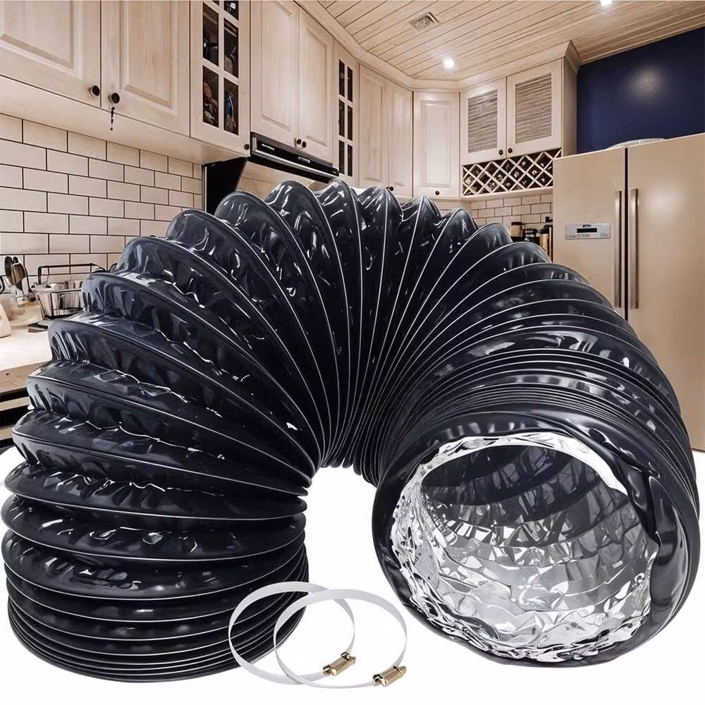 KORVIXA Black Aluminium Flexible Ducting Pipe, Diameter: 100 mm, Length: 5 m – 4