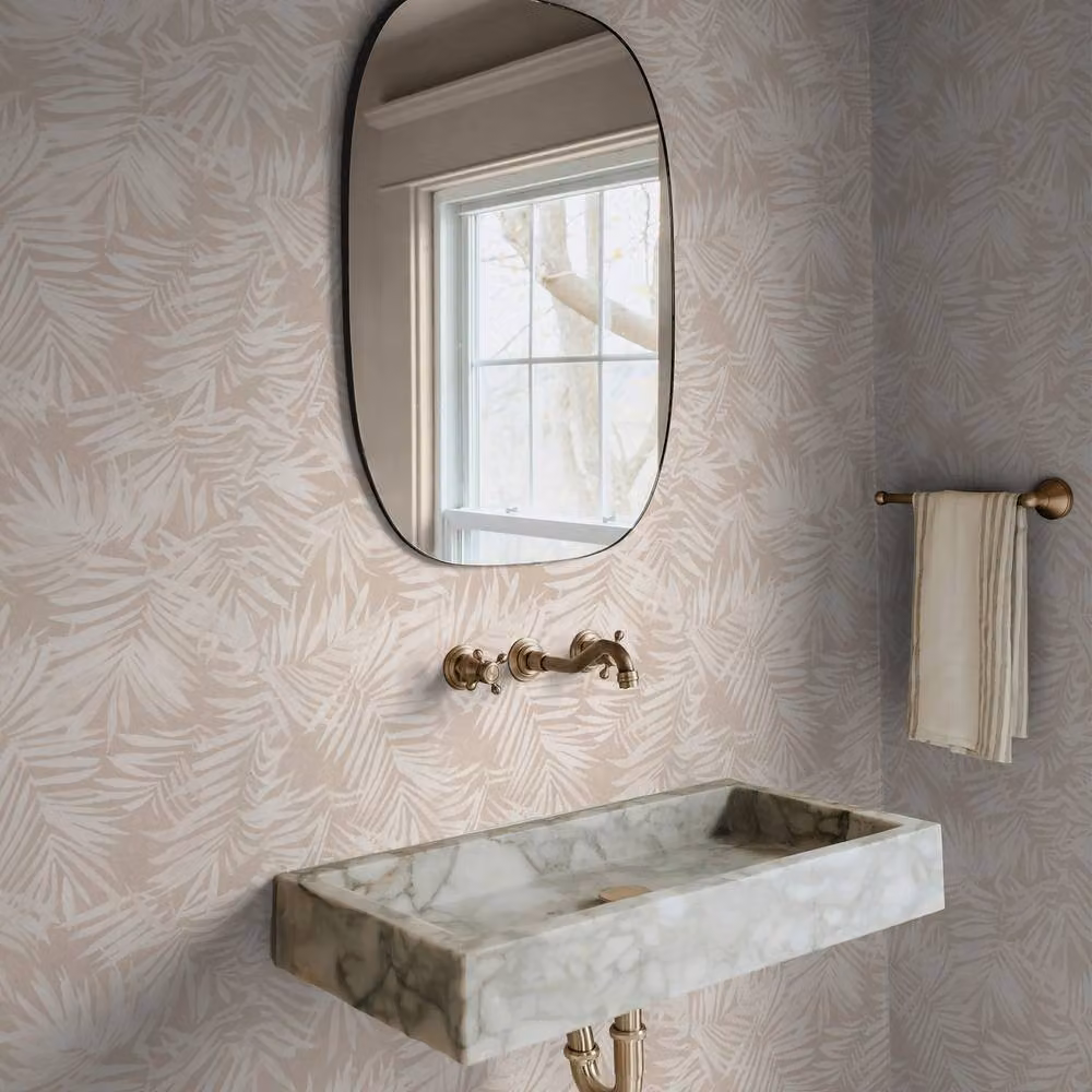 Boutique Amazonia Stone Botanical Floral Vinyl Wallpaper in Grey and Beige, Width: 52 cm, Length: 1000 cm – 2
