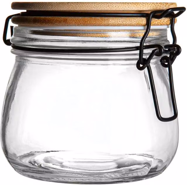 Argon Tableware Leakproof Glass Storage Jar with Wooden Clip Lid, 0.5 l