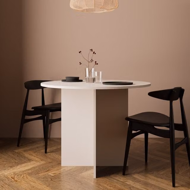 Bimossa Linet Round Minimalist Kitchen and Dining Table in Anthracite Grey