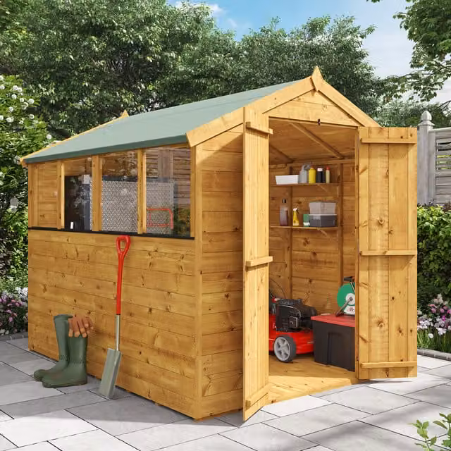 BillyOh Rustic Brown Wooden Apex Shed with Windows and Tongue and Groove Construction