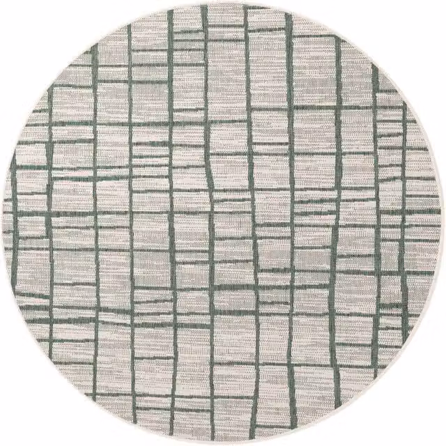 Ted Baker Crouch Round Abstract Indoor Outdoor Rug in Green, Diameter: 200 cm – 1