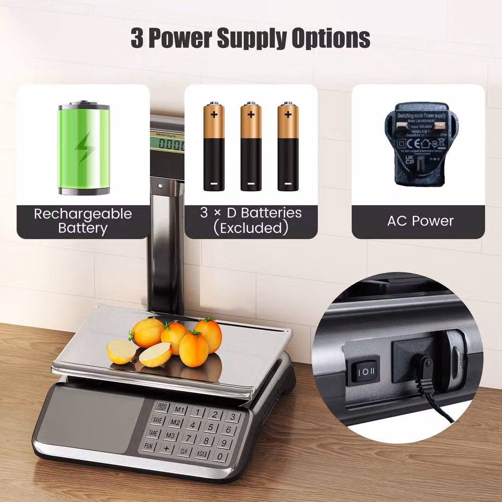 Costway 40kg Price Computing Scale with Pole and Dual LCD Display in Silver – 7