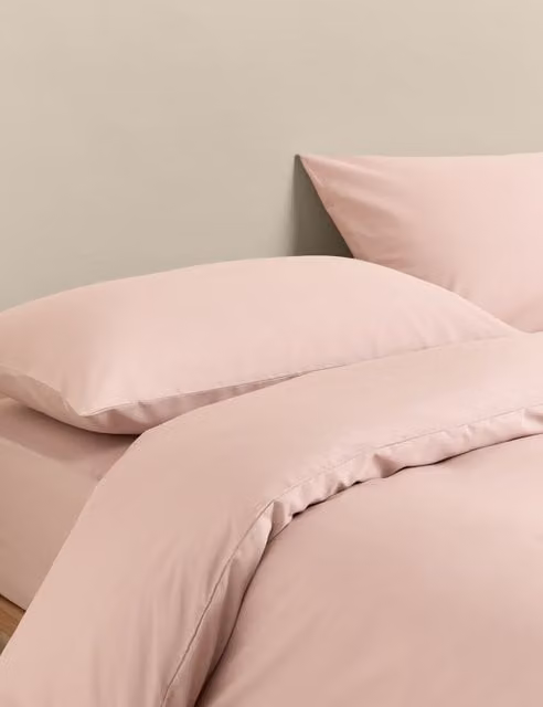 M&S Stay Cool Lyocell Rich Breathable Bedding Set, Blush Pink, 200 x 200 cm