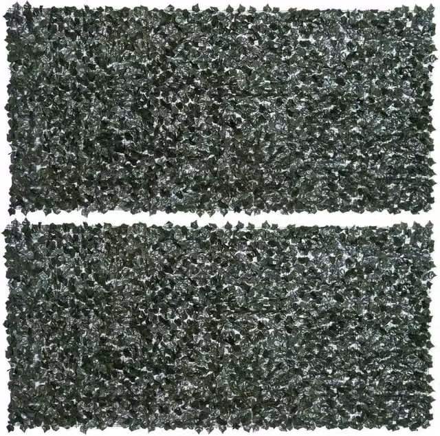 KORVIXA Set of 2 Artificial Leaf Hedge Screen Fence Panels in Green, W/H: 100 x 100 cm