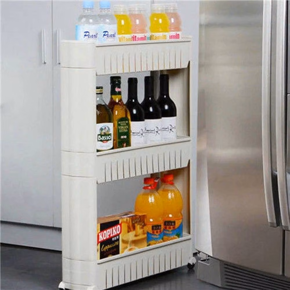SPETLEK 3 Tier Folding Rolling Castor Kitchen Trolley in White – 2