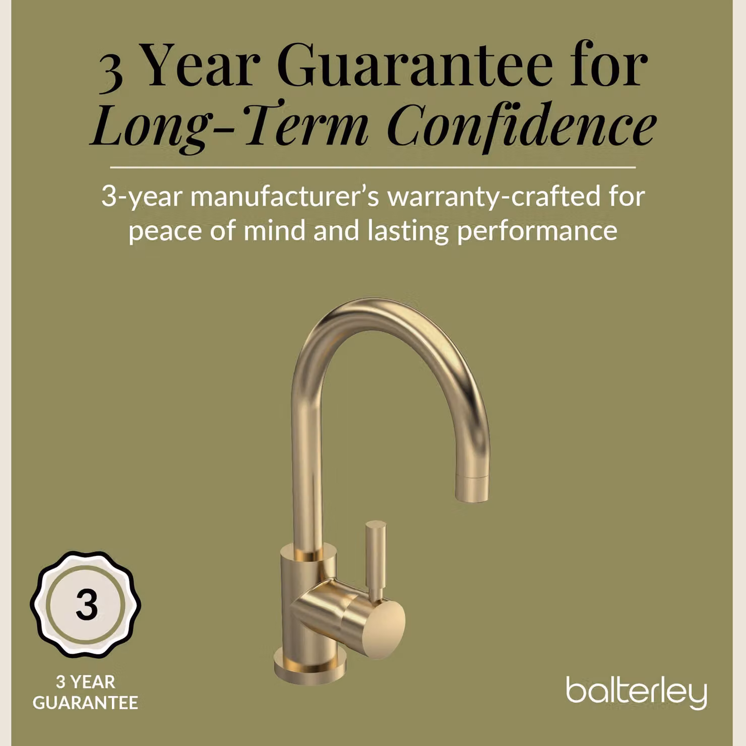 Balterley Round Tall Single Lever Mono Basin Mixer Tap with Pop-up Waste, Brushed Brass – 3