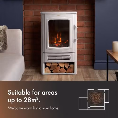 VonHaus 2000W Electric Log Burner in White, W/D/H: 74.5 x 32 x 32 cm – 2