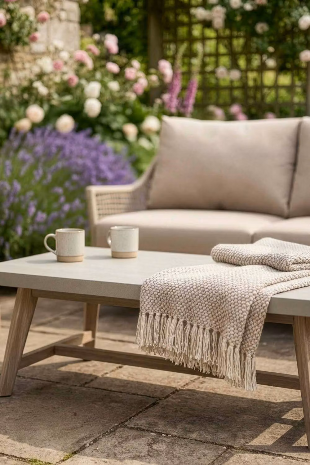 Dibor 4-Piece Woven Garden Sofa Set with Cushions and Coffee Table in Natural Sand and Beige – 5