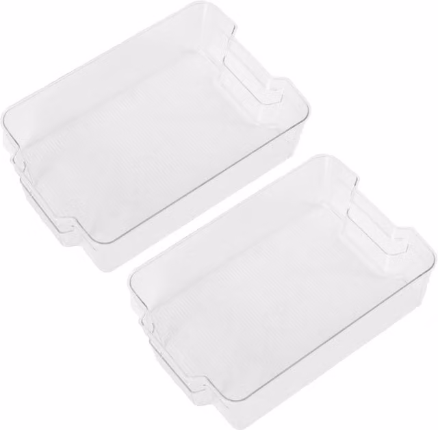 OHS Pack of 2 Medium Acrylic Fridge Storage Trays in White and Transparent