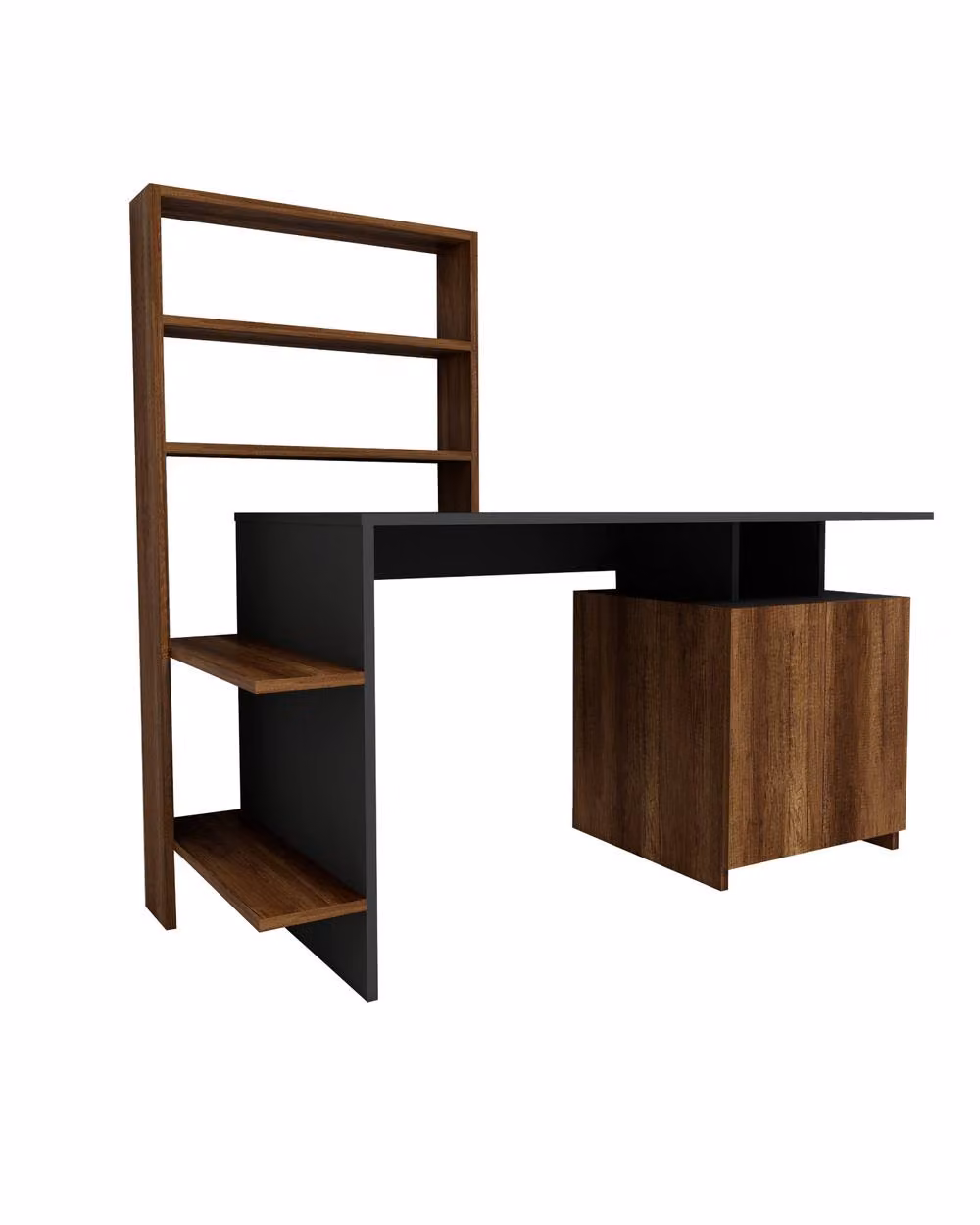 Destina Home Melis Computer Desk with Cabinets and Shelves in Brown – 2