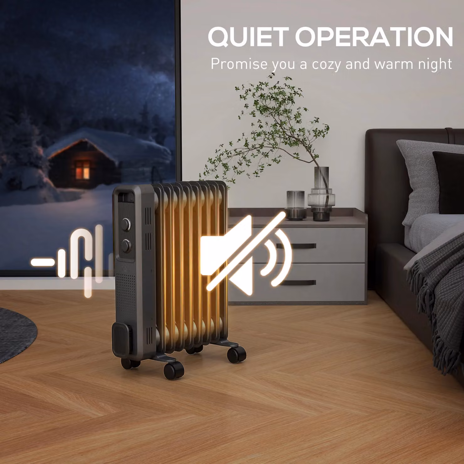HOMCOM 2000W Portable Oil Filled Radiator with Overheat and Tilt Protection, Grey – 4