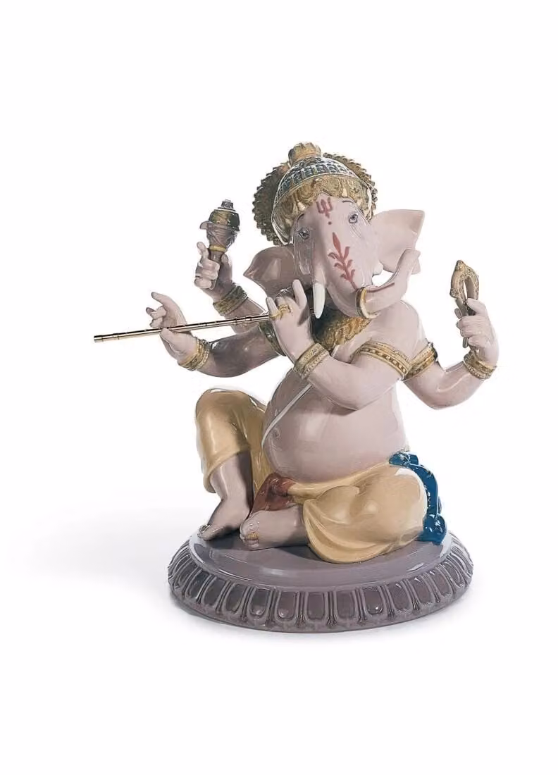 Lladró Bansuri Ganesha Multicolour Porcelain Figurine