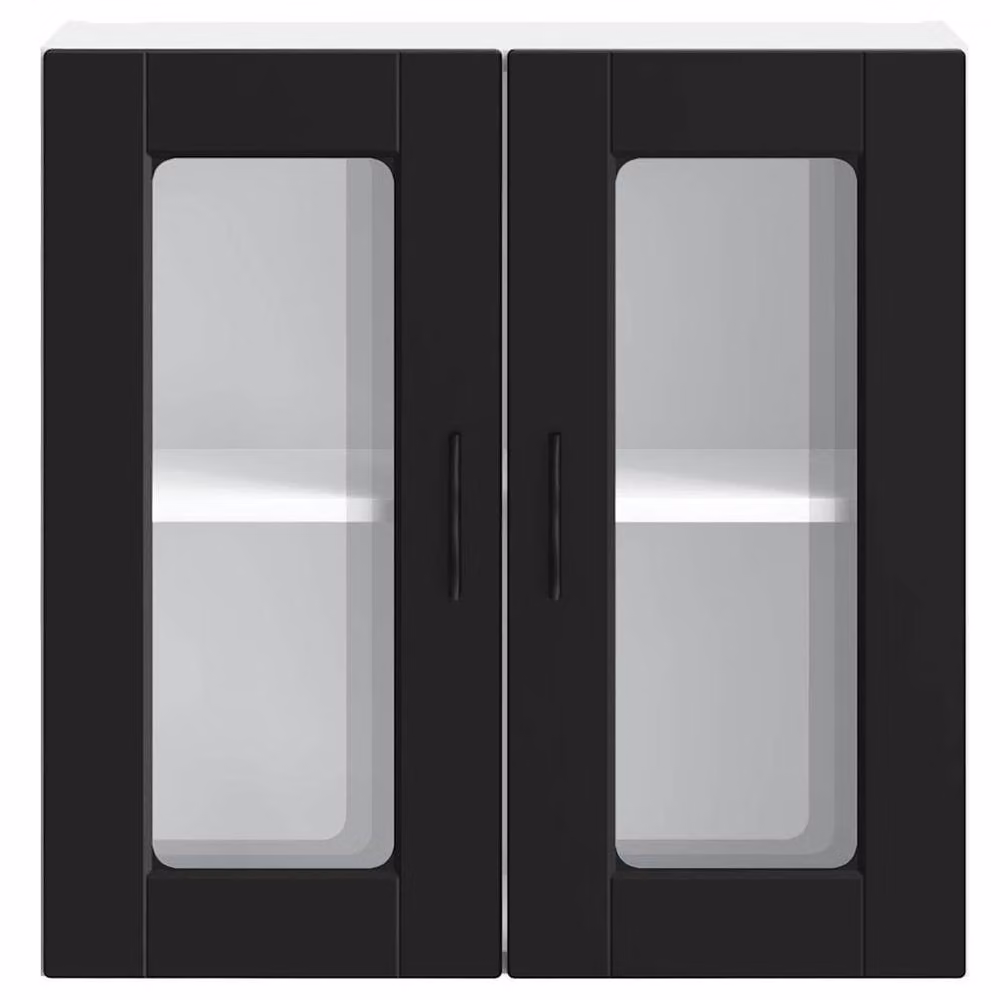 Berkfield Home Porto Black Kitchen Wall Cabinet with Glass Doors W/D/H: 60 x 31 x 60 cm – 3