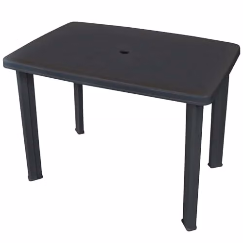 vidaXL Anthracite Plastic Garden Table, W: 101 cm, D: 68 cm, H: 72 cm