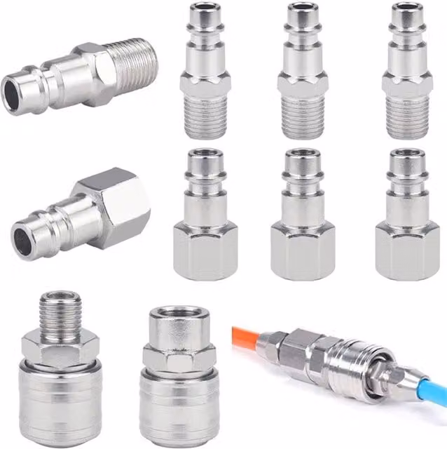 Havendro 20-Piece Silver Steel Euro Air Line Quick Release Hose Coupler Set