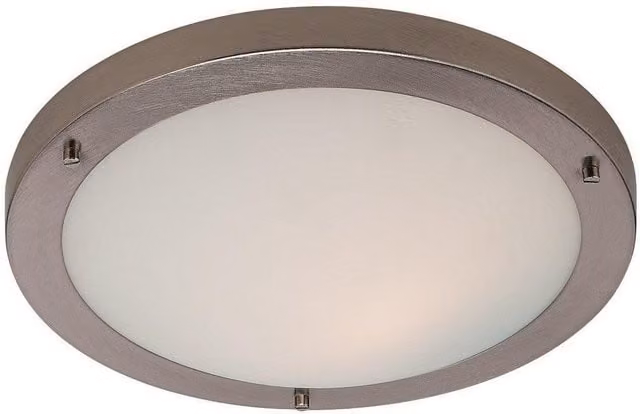 Netlighting Rondo LED Round Flush Ceiling Light in Grey with Opal Glass and Brushed Steel Finish, IP44
