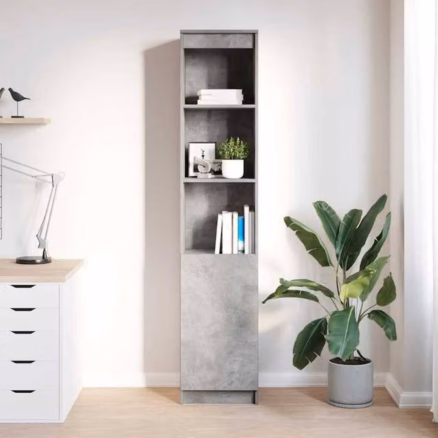 Berkfield Home Modern Highboard in Concrete Grey, W/D/H: 37.5 x 35 x 180 cm – 1