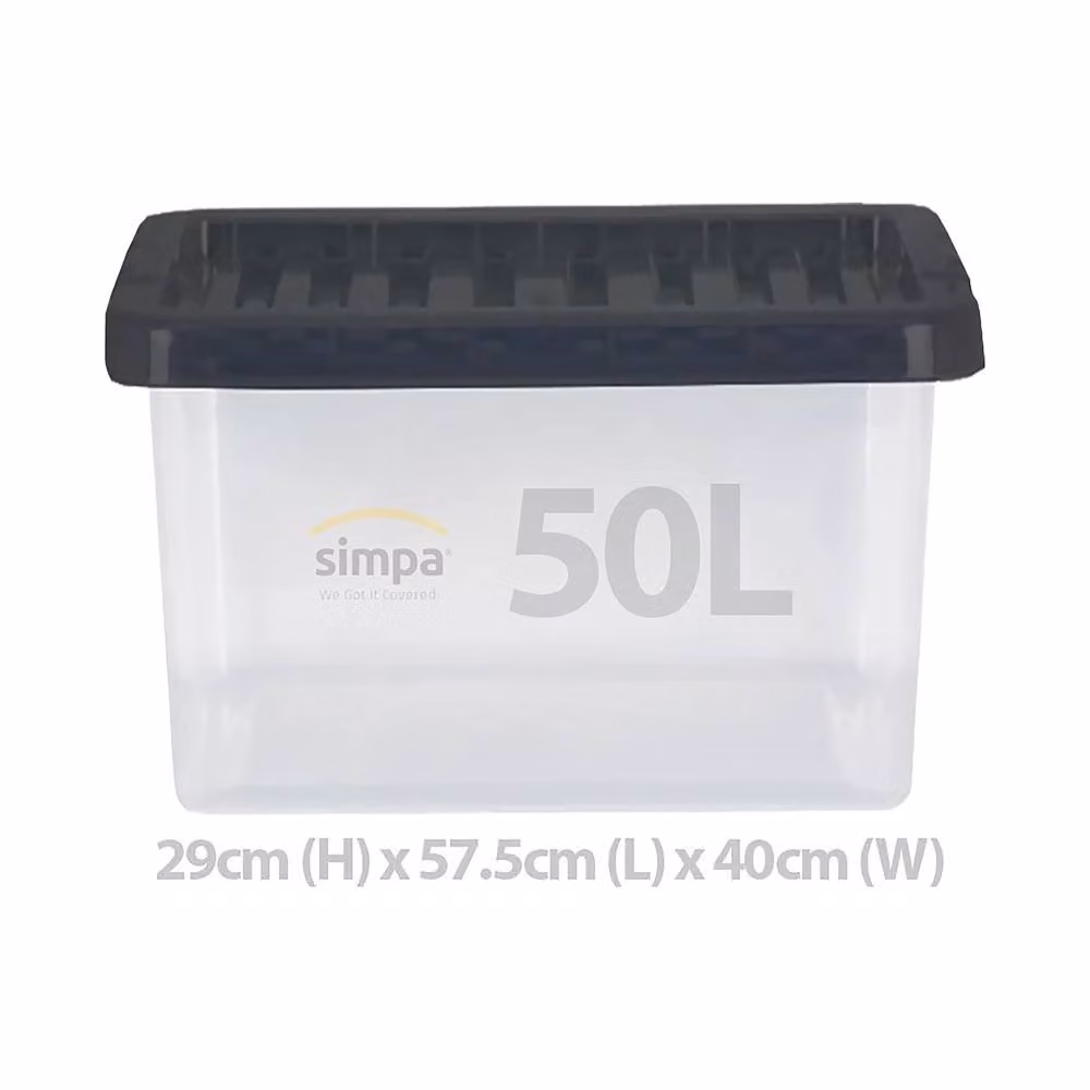 Simpa 50L Stackable Plastic Storage Box with Lid in Transparent – 2