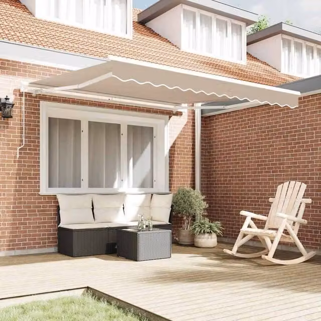 Berkfield Home Manual Retractable Awning in Beige, W: 350 cm, D: 250 cm