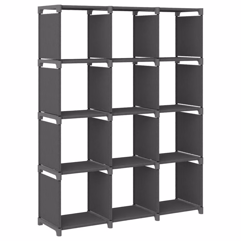 Berkfield Home 12-Cube Freestanding Display Shelf in Grey Fabric and Metal, W/D/H: 103 x 30 x 141 cm – 2