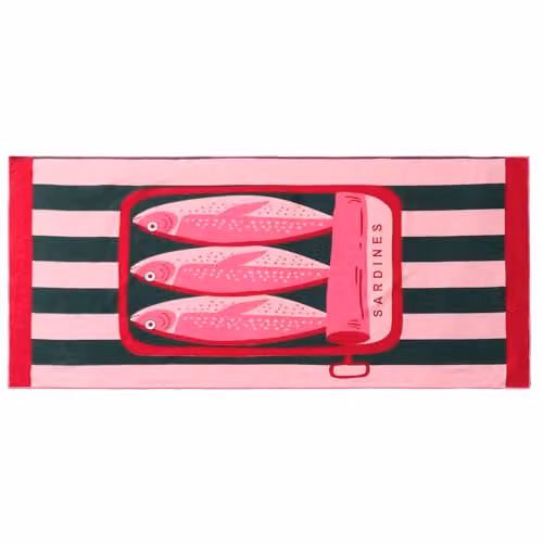 OHS Striped Sardine Print Microfibre Beach Towel, Pink and Green, W: 71 cm, L: 152 cm – 2