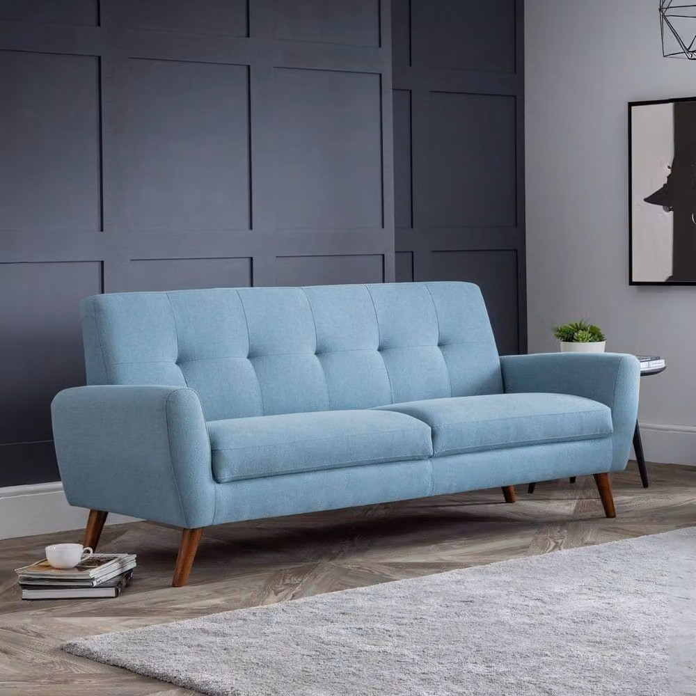 Cheshire Monza 2 Seater Compact Retro Blue Fabric Upholstered Sofa – 2