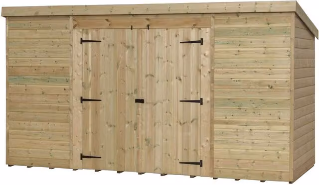 EMS Retail Empire 5000 Pent Garden Shed with Double Door in Green or Brown – 2