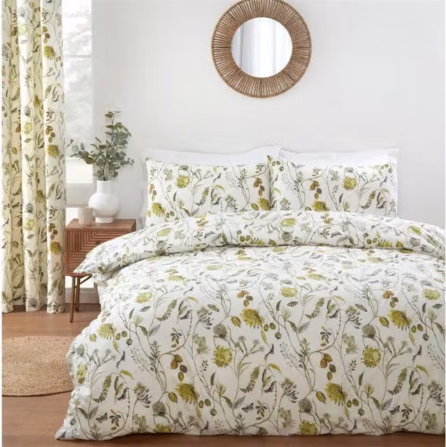Sundour Green Floral Country House Duvet Cover Set, W: 140 cm, L: 200 cm