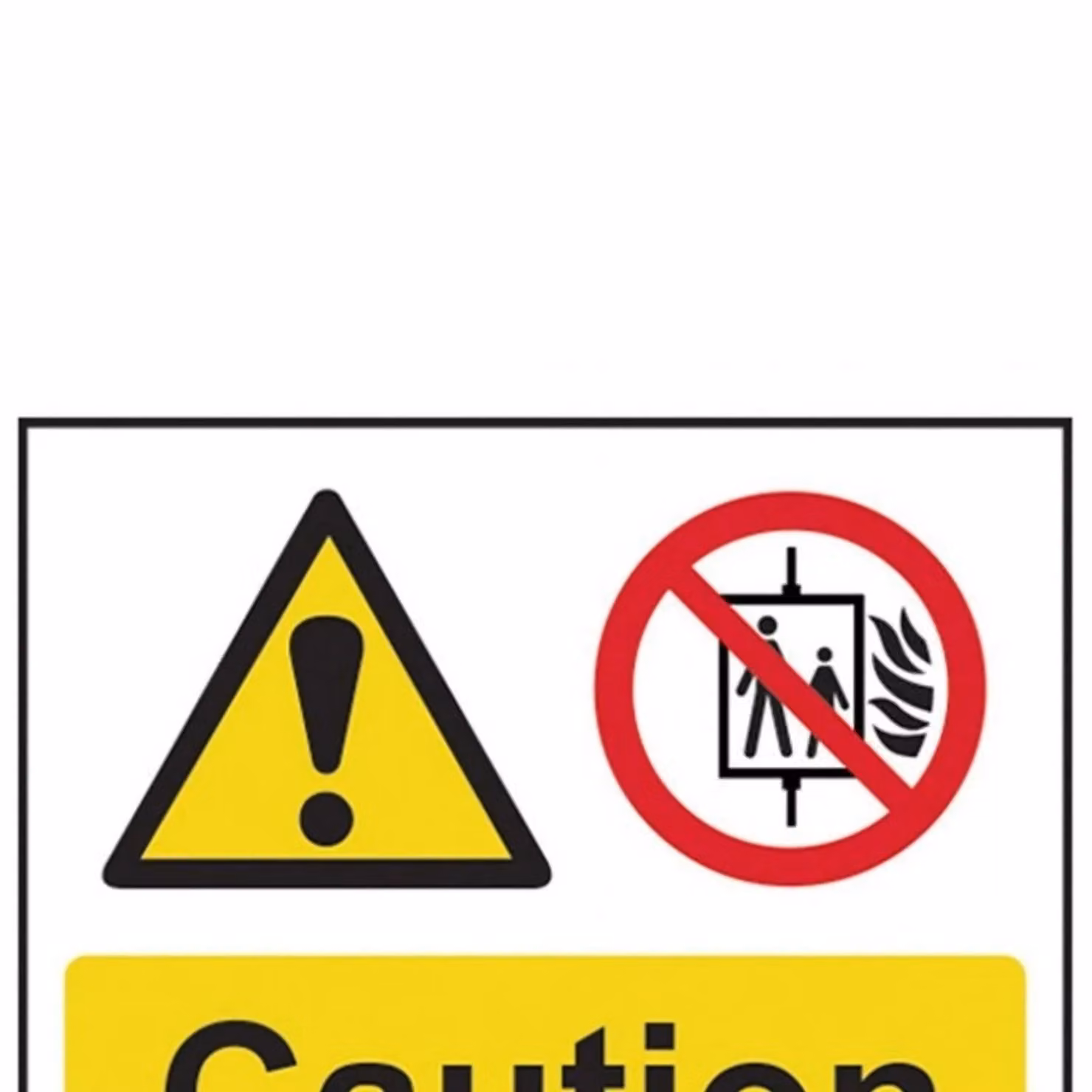 Scan Caution Event of Fire Do Not Use Lift PVC Sign, Yellow and Multicolour, W: 20 cm, H: 30 cm – 2