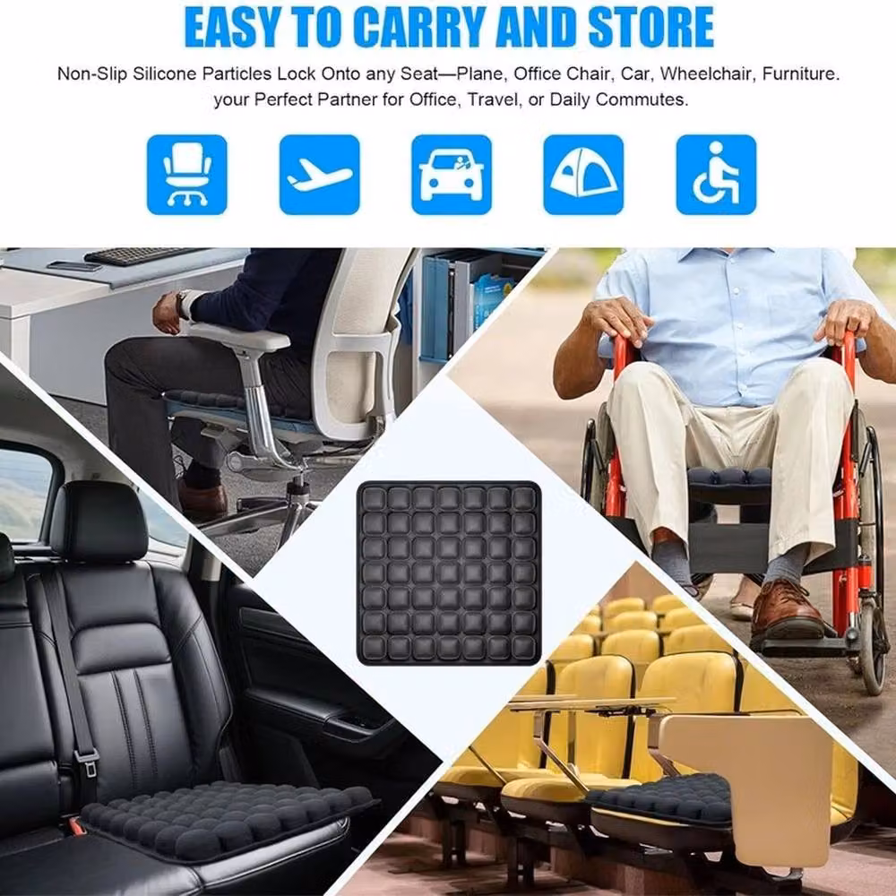 VOGREX Inflatable 3D Pressure Relief Travel Seat Cushion in Black – 5